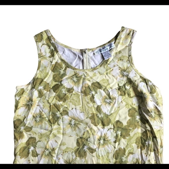 VTG Pineapple Moon 100% SILK Jane Hawaiian Dress A-Line Shift Sleeveless M - Picture 3 of 4